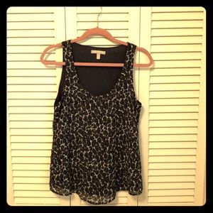 Black print Banana Republic beaded tank top